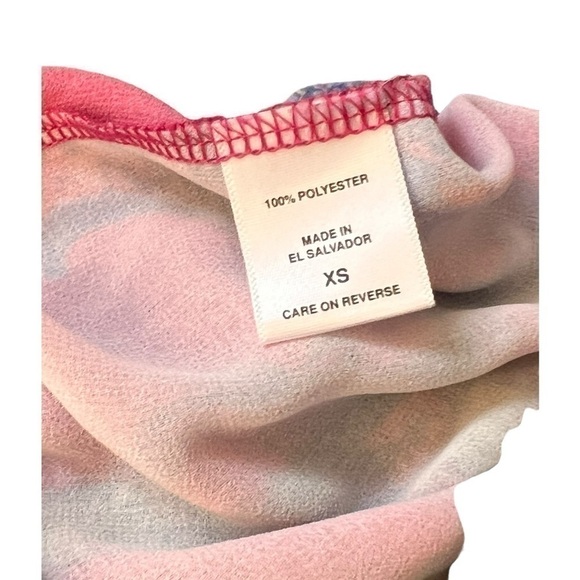 Sweet Pea Pink Paisley Fashion Top Off Shoulder Fitted Crop Waist Sheer Size XS - Picture 6 of 7